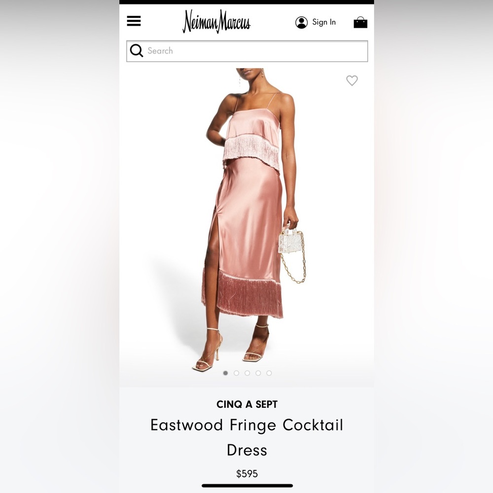 Cinq a Sept strappy fringe cocktail dress color blush